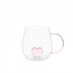 TAZZA HEART GLASS PINK